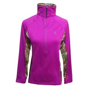 Browning 1/2 Zip Pullover Women's Purple Camo Size Medium EUC